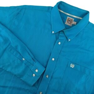 Cinch Mens L Turquoise Textured Long‎ Sleeve Western Button Down Shirt Cowboy